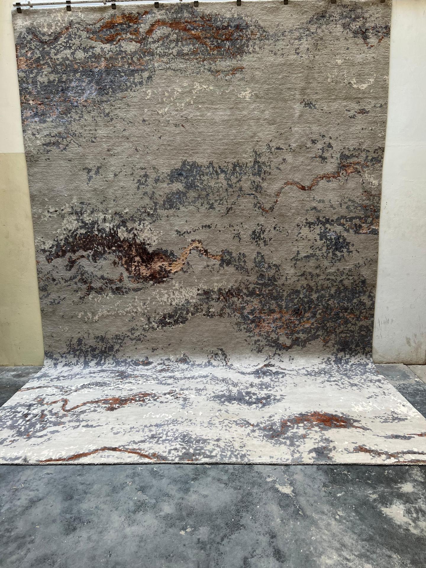 Abstract Handknotted Wool &amp; Silk Rug​